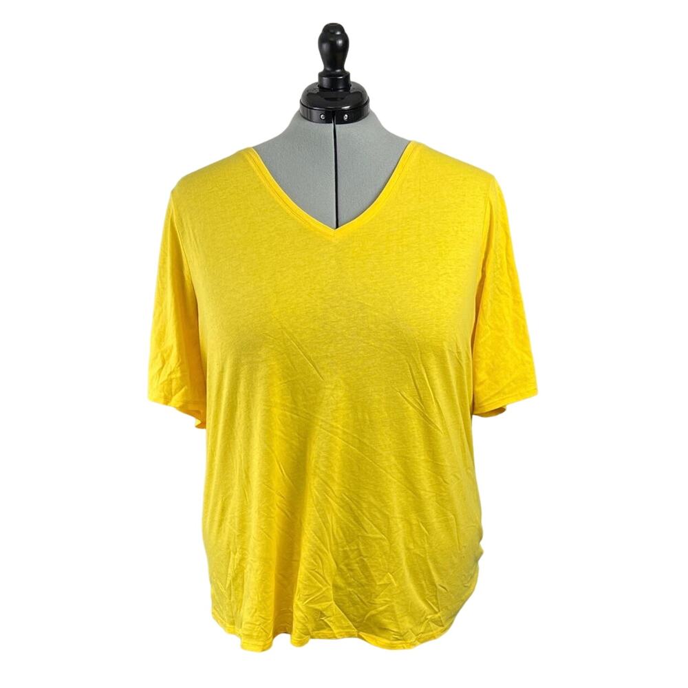 Lane Bryant Women’s Plus Size Perfect Sleeve V-Neck Tee Mimosa Yellow Size 26/28
